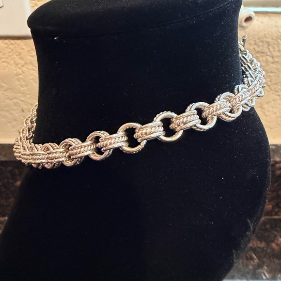 Sterling Silver 925 Triple Row Rolo Necklace Toggle Closure 16.25 Inches 70Grams - Picture 4 of 11